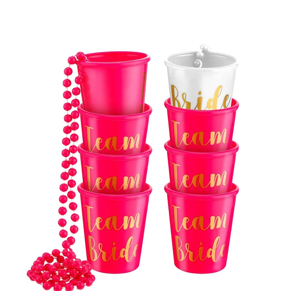 Team Bride Plastic Bride Tribe Shot Glass Necklace