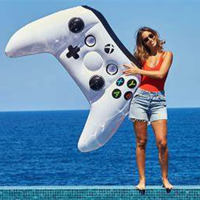 Summer Pool Swim Fun PVC Inflatable Game Controller Pool Float Raft with Drink Holder