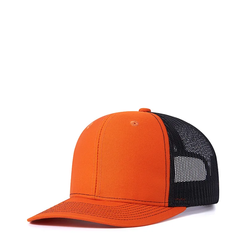 New Style solid color Fashion Breathable 5 Panel Mesh Custom Gorra Performance Sport Waterproof Rubber Logo Tucker Hats