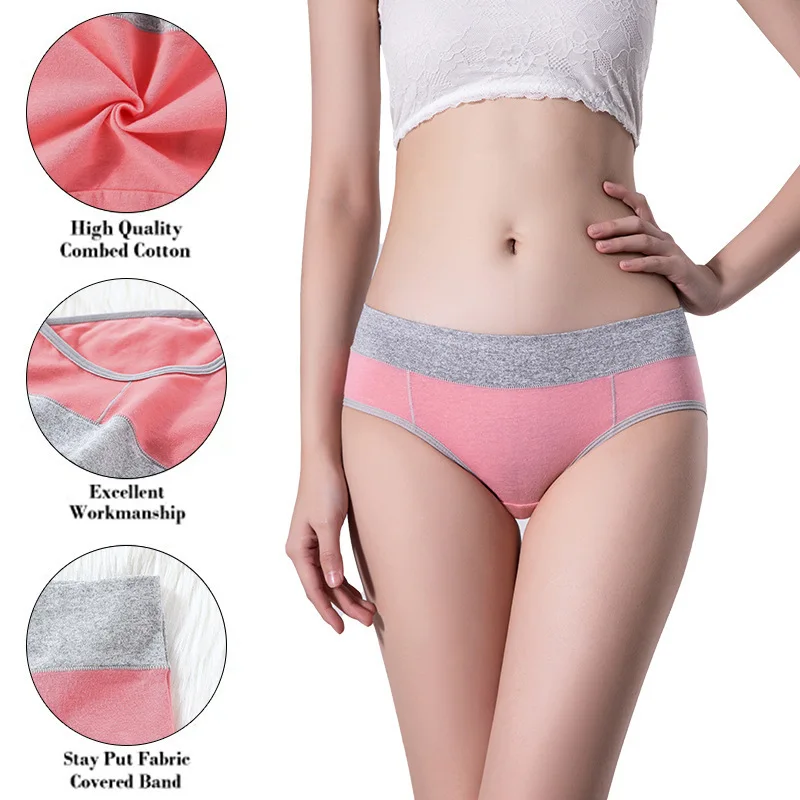 Women Plus Size Underwear Underwear Panties Contrast Color Breathable Women Panties Mid-rise Comfortable Cotton Bikini for Women