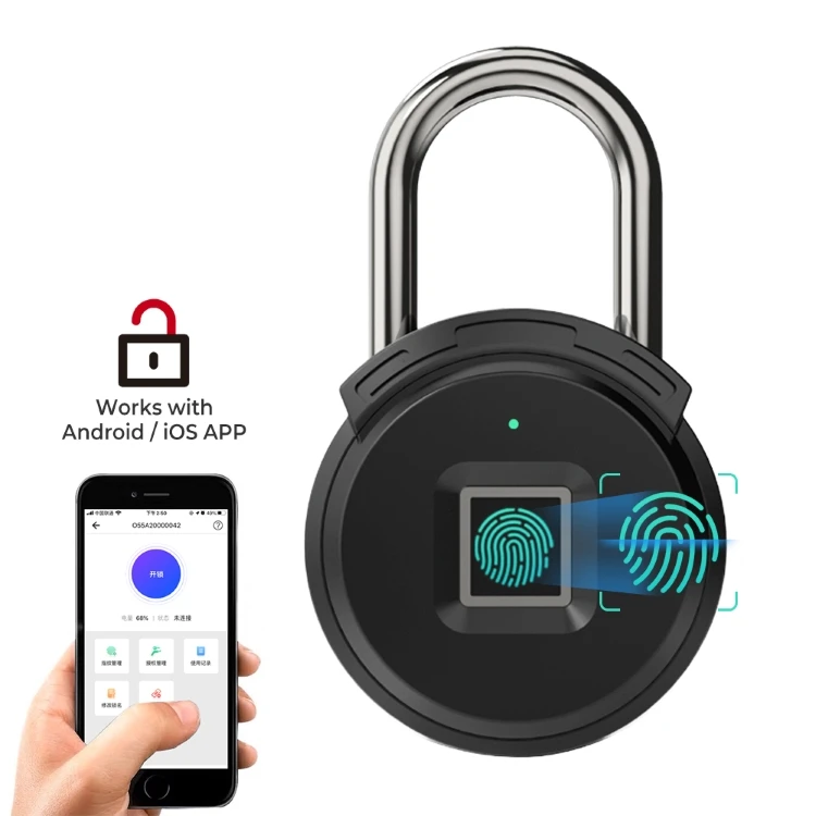new mobile APP remote authorization biometric door lock smart Keyless fingerprint smart door padlock with app
