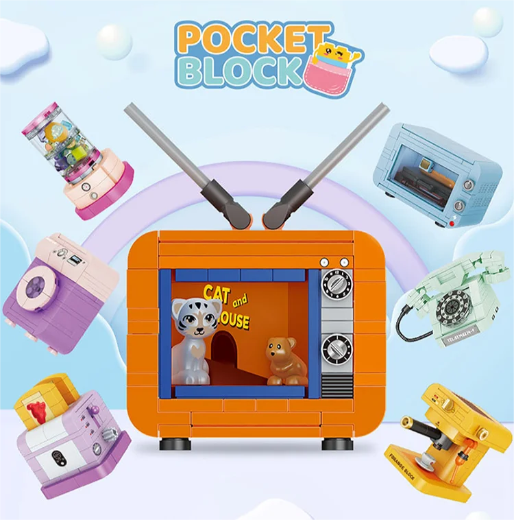 Mini Household Appliances Building Block Set Toy kid Brick Block 3D Puzzle Gift Plastic Educational toys BBQ grill refrigerator