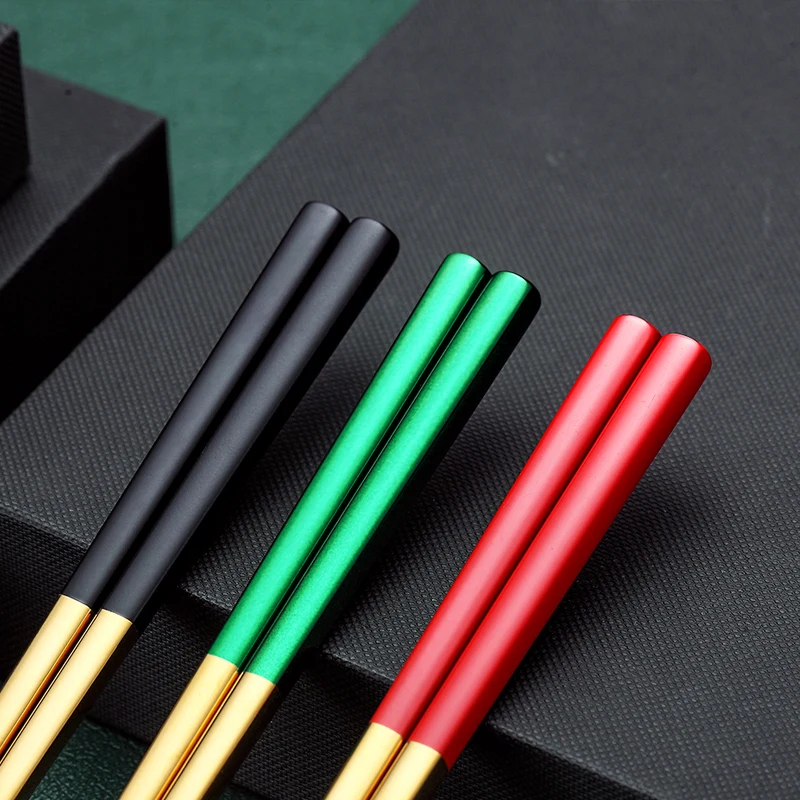 Reusable Korean Spoon And Chopstick Set Portable Golden Stainless Steel Cutlery Dinner Spoon