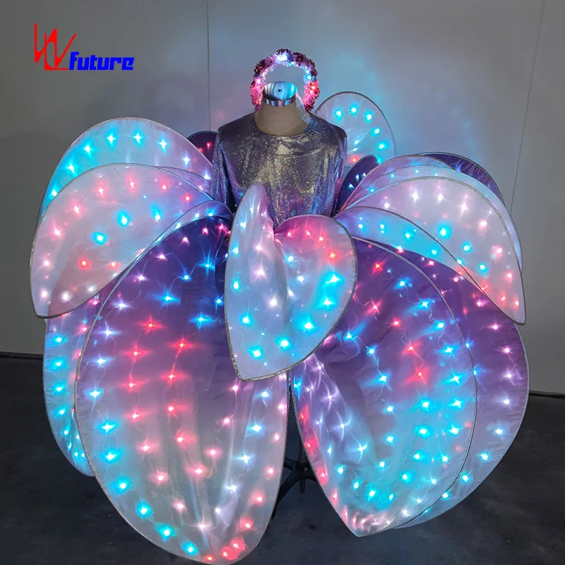 Purple LED Pixel Flower Costume Dance Stage Show Costume Entertainment LED Light Petals