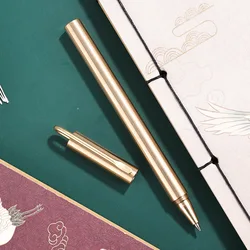 Low moq men  gift unique hunter American great again heavy brass pens ancient raw brass logo roller pen
