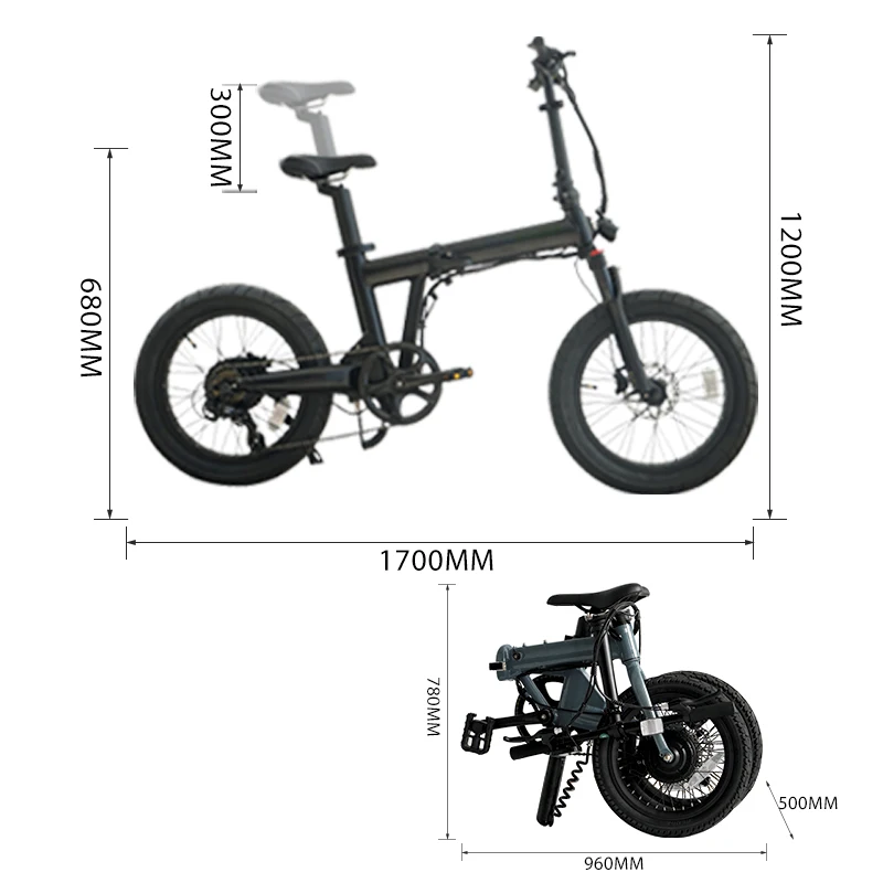 Hoya wholesale price Fat Tire Folding Electric Bicke 20 Inch 36V10.4-14Ah Lithium Battery Mountain Bike