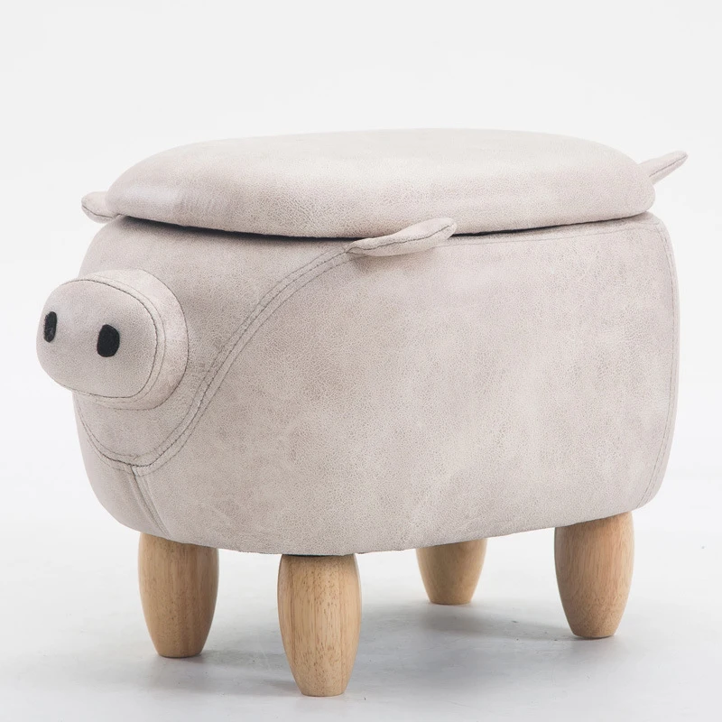 Wholesale Hot Selling Design Furniture Sheep Child Toy Plush Kids Wooden Stool Animals Foot Stool with Storage for Kids Children