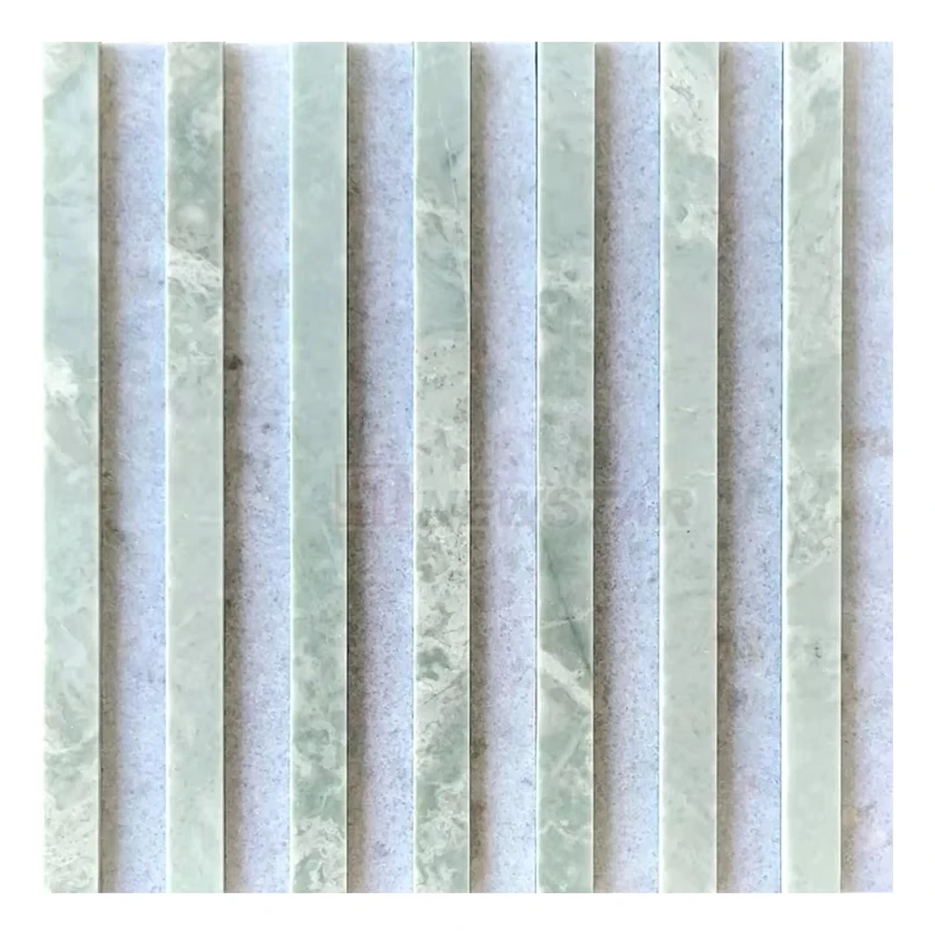 Newstar Modern Polished Curve Fluted Marble Tiles Strip Shape Indoor Mosaic for Bathroom Walls Elegant Splash Decoration