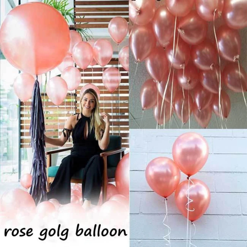 
Rose metal glitter balloon set 18 inch matte five-pointed star aluminum film 12 inch chrome metal transparent latex balloon 