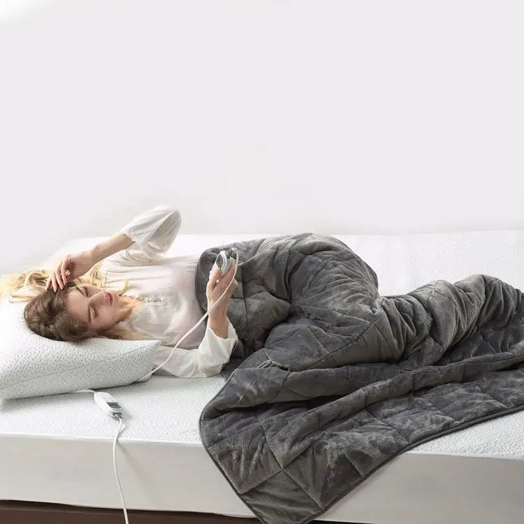Good service Hot Selling Fast heating Grey Flannel Washable weighted Electric Blanket