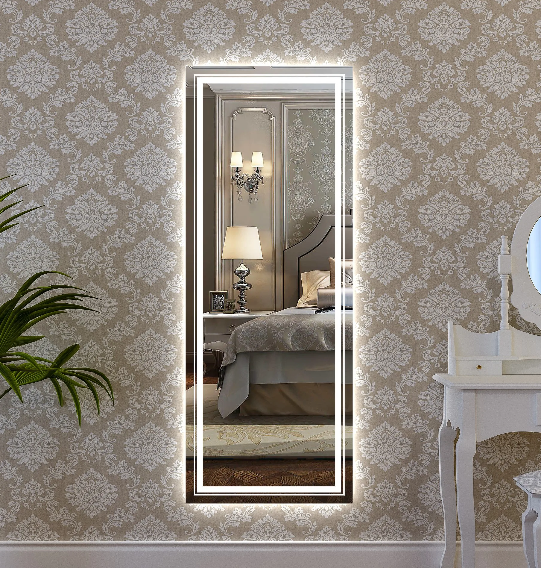 Top sale Full Length  Light Smart Rectangle Defogger Wall Mounted Dressing Hair Led Salon Mirrors