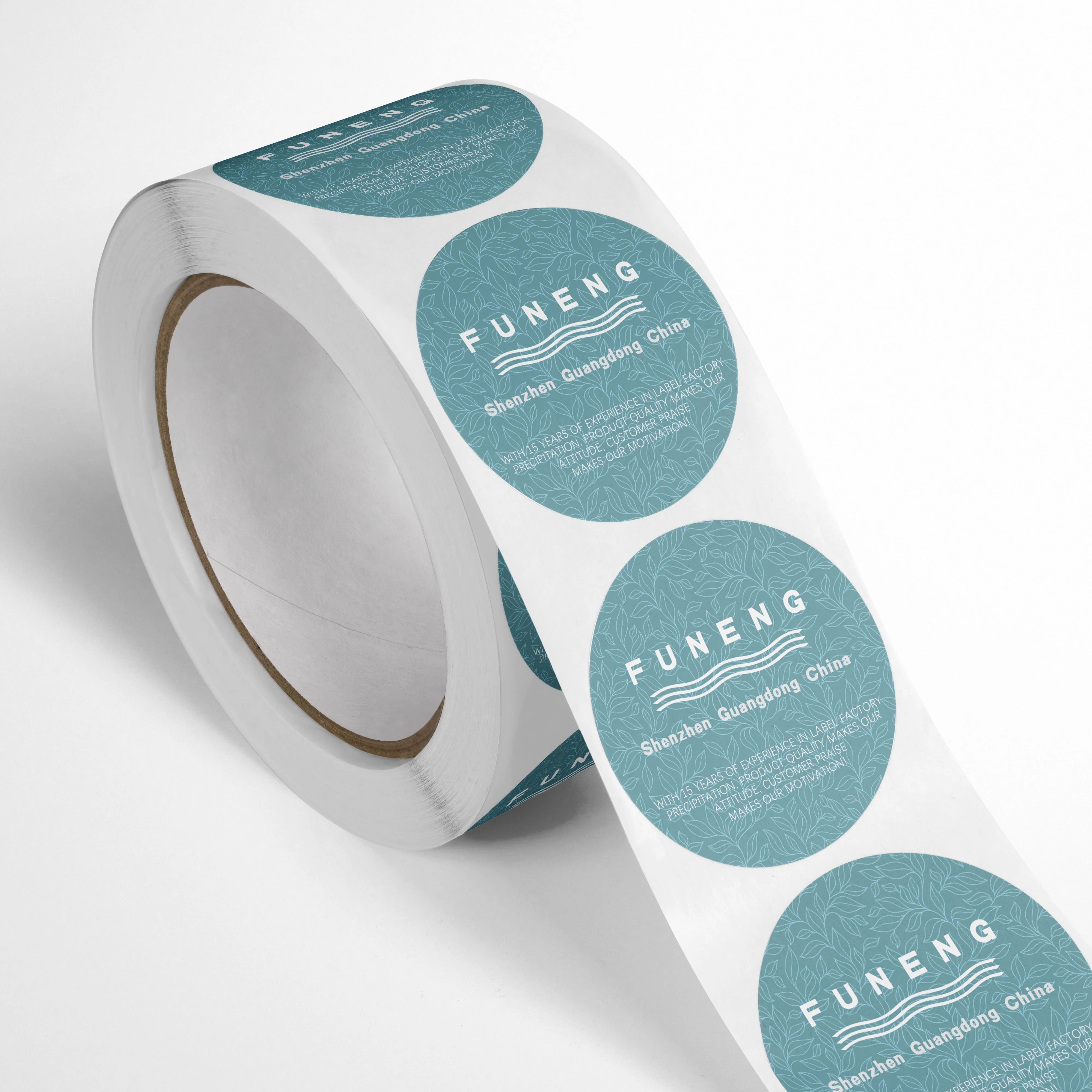 Factory custom corporate private logo circular stickers waterproof roll vinyl stickers