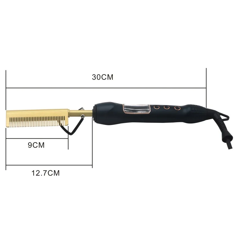 High Heat Ceramic Press Comb Professional LCD Electrical Straightening Heat Pressing Comb Electric Hot Comb Hair Straightener
