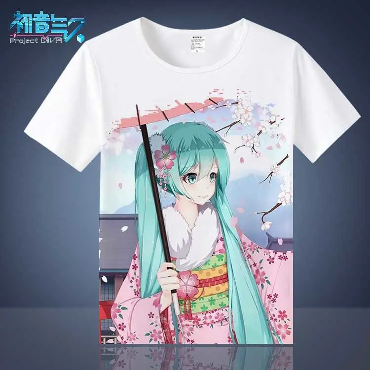 Hatsune Miku white summer high quality comfortable ordinary fastness T-shirt anime top