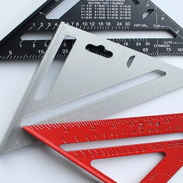 High Precision 7/12 Inch Aluminum Alloy Triangular Measuring Ruler Double Side Scale Woodworking Right Angle Ruler