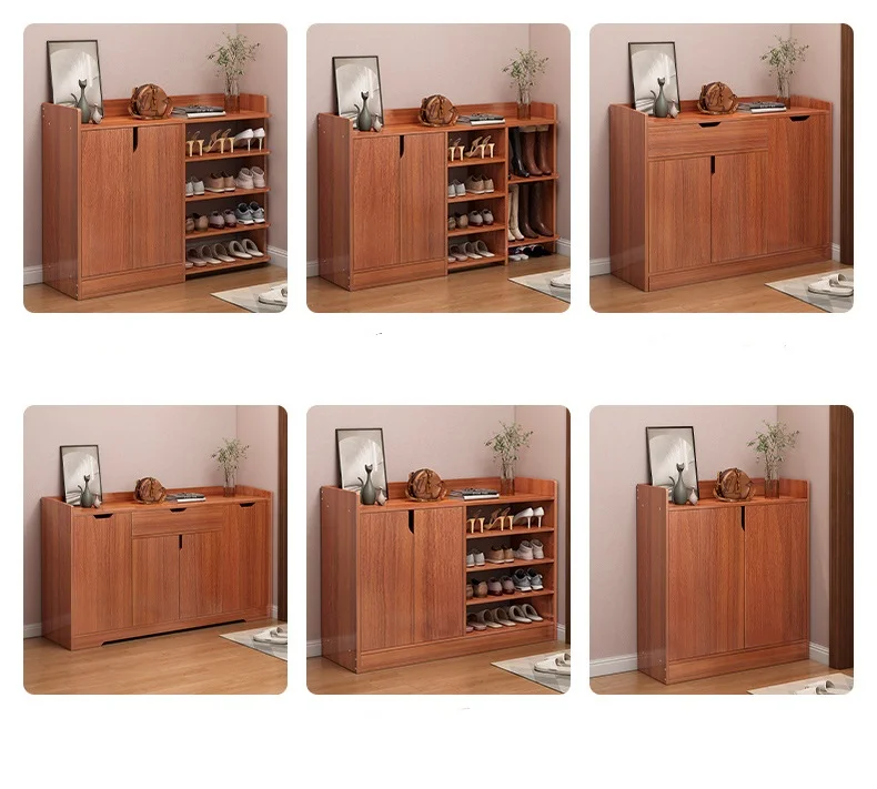 Household Shoe Cabinet Simple Door Entry Shoes Closet Artifact Small Household Type Nordic Shelving Oak Color Shoe Rack Cabinet