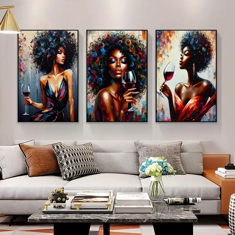 Canvas Poster African Canvas Wall Art Elegant Black Woman Minimalist Wall Decor Graffiti Art Poster For Bedroom Living Room