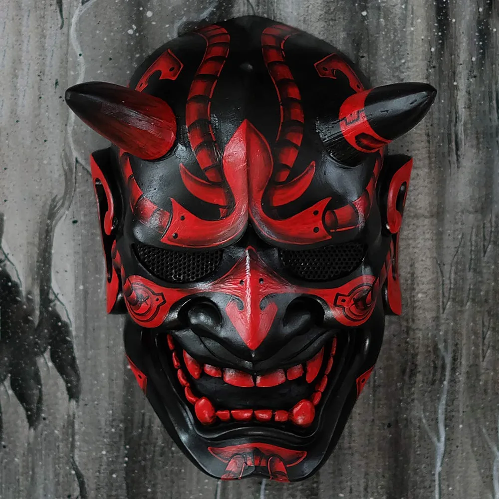 Latex Samurai Mask Japanese Cosplay Mask Soft Horror Rubber Anime Mask Halloween Costume Props Carnival Mascara