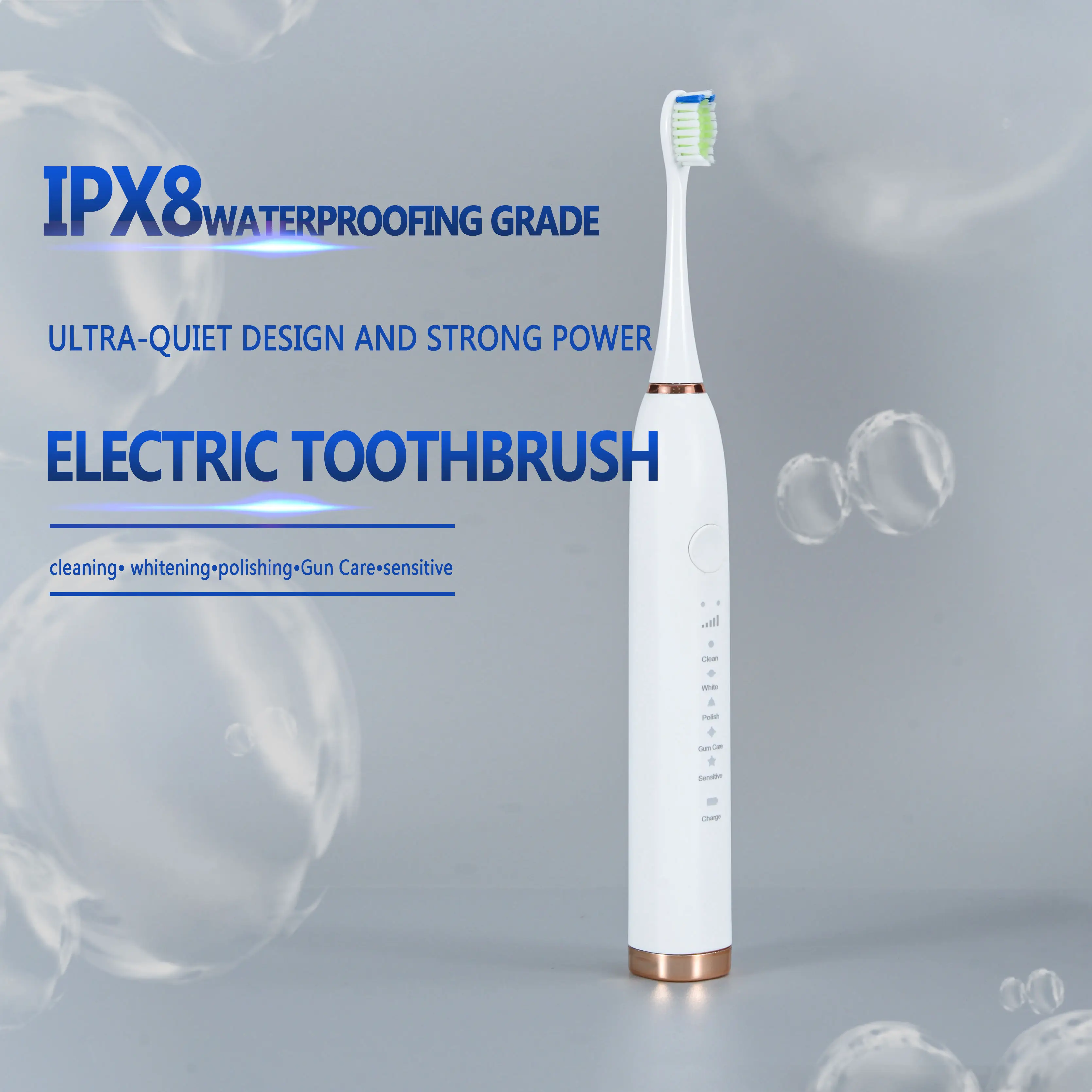 Upgrade Oral Care Smart Pressure Sensor Electric Toothbrush Spatter-Proof USB Rechargeable Traveling Sonic Toothbrush With Timer