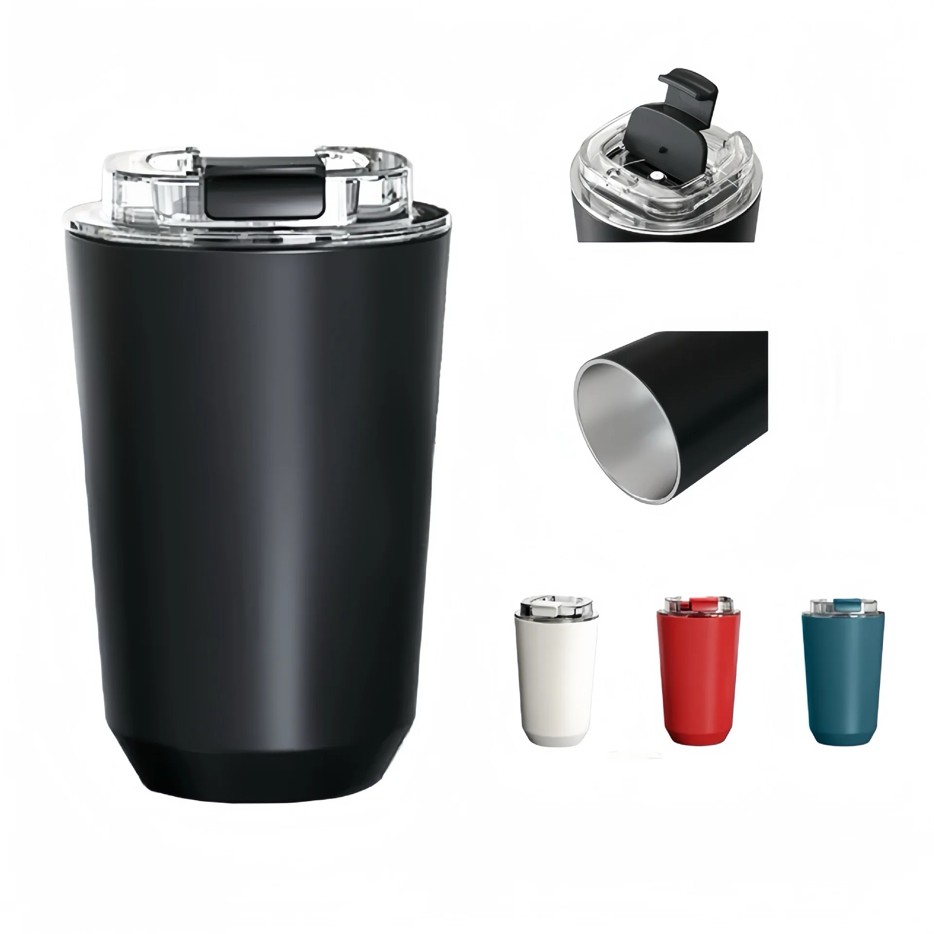 C5037 Metal coffee cup 304 stainless steel thermos cup One button open coffee cup with lid large capacity mug batch