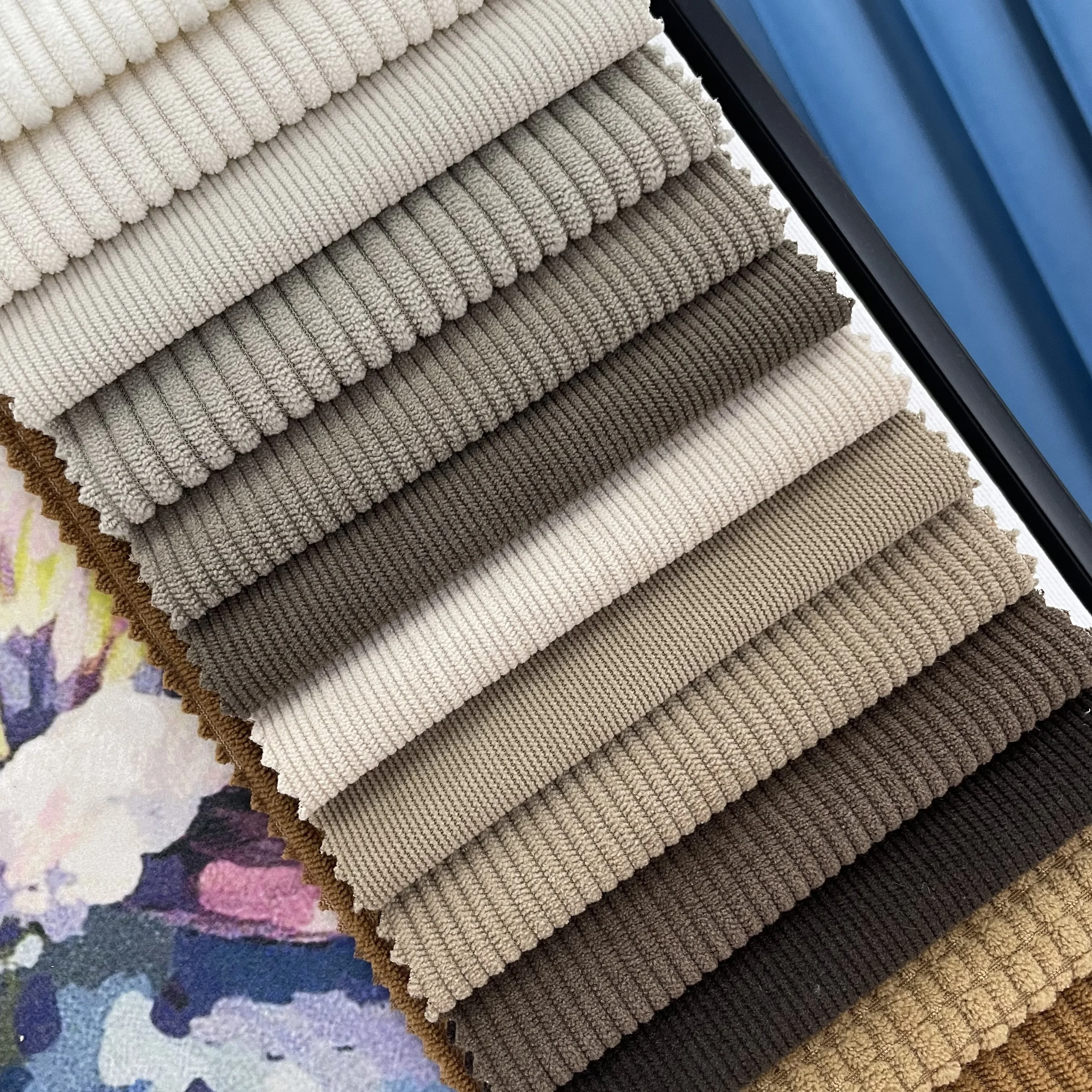 2311 Wholesale 4.5 Wale Wide 100% Polyester Velvet Upholstery Solid Color Corduroy Fabric for Sofa