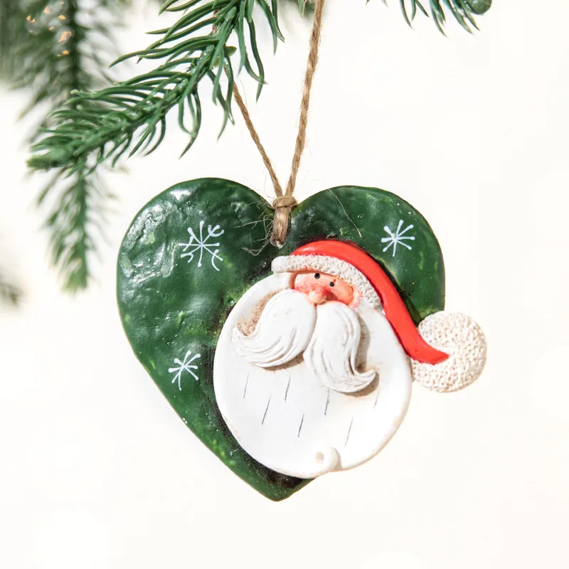 Christmas Painted Resin Santa Claus Hanging Vintage Style Christmas Tree Ceramic Decoration