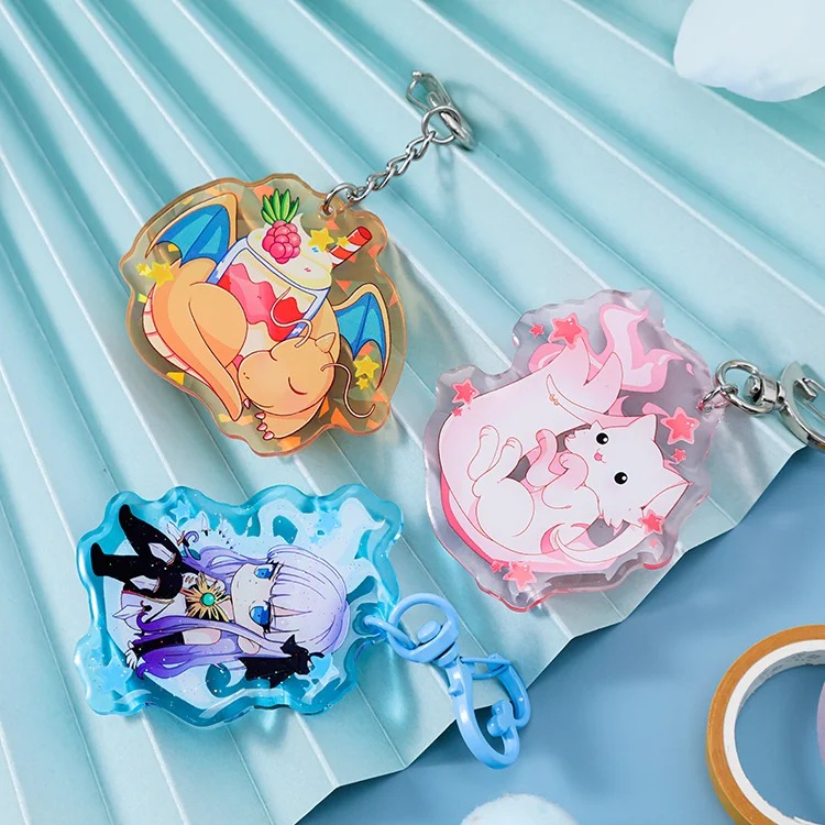 Jinlei Epoxy Acrylic Keychain Printing Anime Holographic acrylic Keychain Custom Logo Acrylic  Keychain