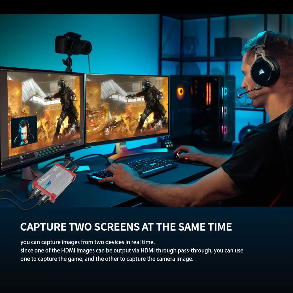 Accept OEM 4K USB3.0 Capture Card with RGB Light 2 Input Capture Card