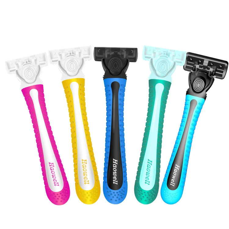 HW-B378DL Haowell triple three 3 blade system razor stainless steel sharp blade razor for mens shaving