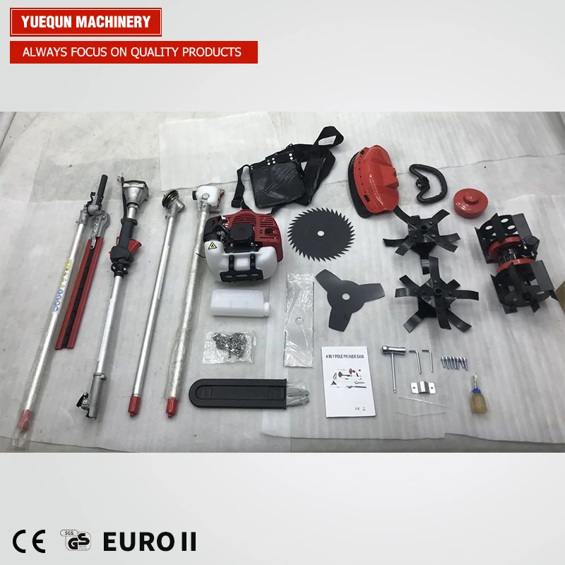 4 in 1 multifunctional brush cutter with hole chain saw,blade, hedge trimmer and trimmer head for trimmer line