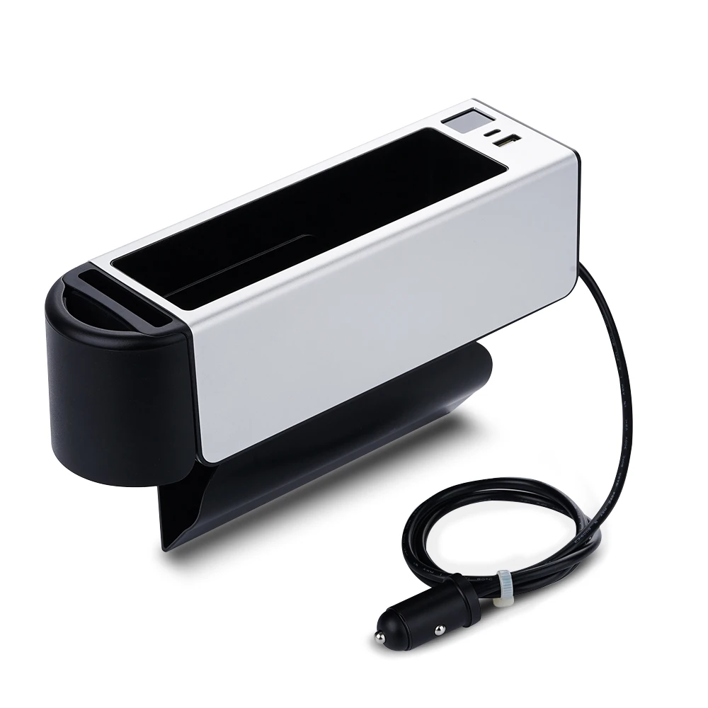 Dual USB Waterproof Amazon OEM Cup Holder Universal Multifunction Front Side Console Car Gap Seat Filler Organizer