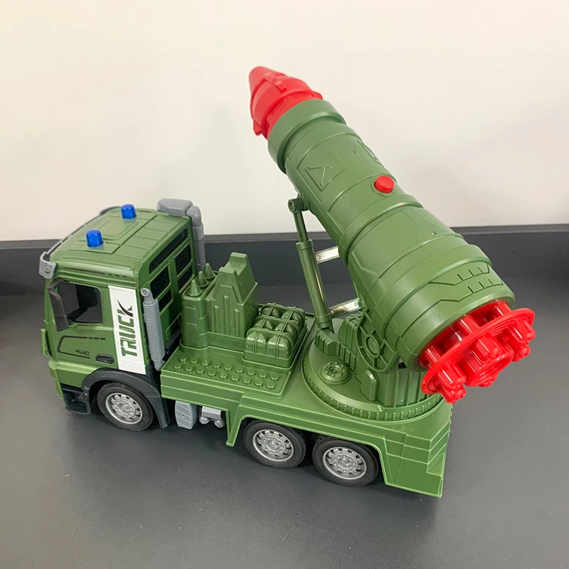 Remote Control Missile Military Truck  2.4GHz RC Army Truck Toys with Metal Cab Missile Launch With Control Barrel