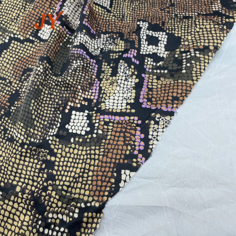 WF082  Wholesale custom digital print cheap  snakeskin Print Silk Chiffon Fabric SMALL MOQ