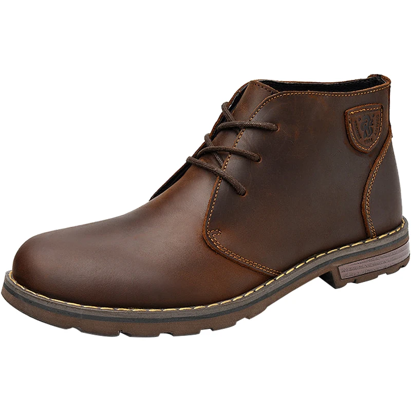 
laoks wholesale fashion genuine Leather Lace Up wintet warm Casual Ankle Men Boots 