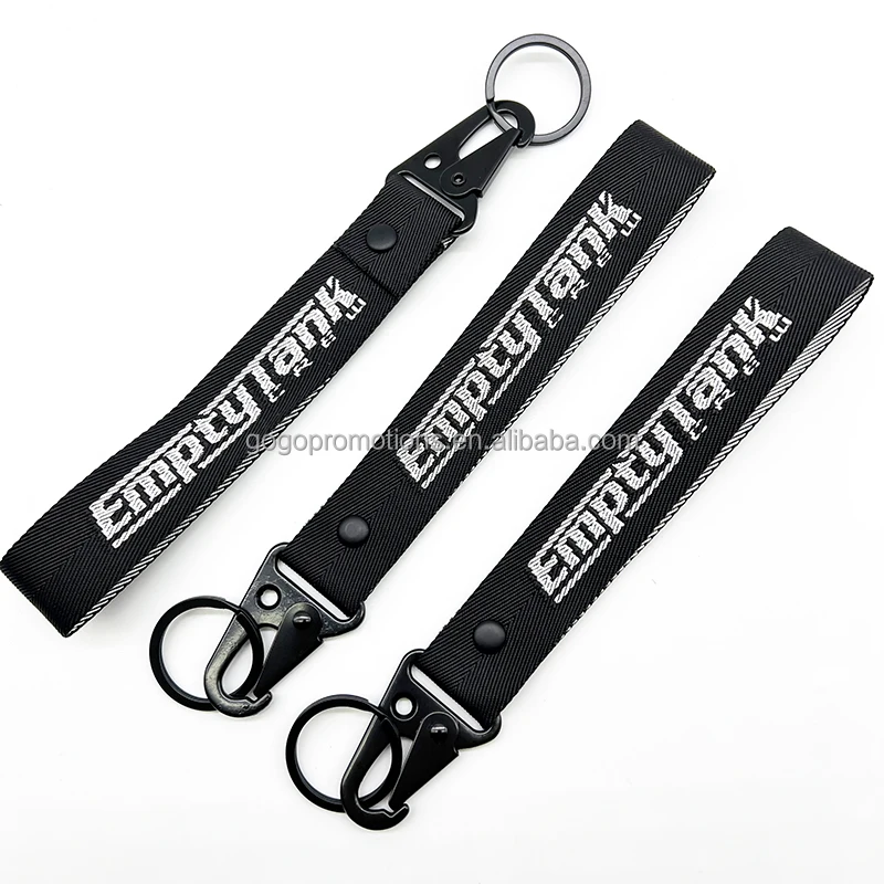 Custom Logo polyester Short wrist Strap Key Chain lanyards carabiner short Keychain lanyard With Printing Logo