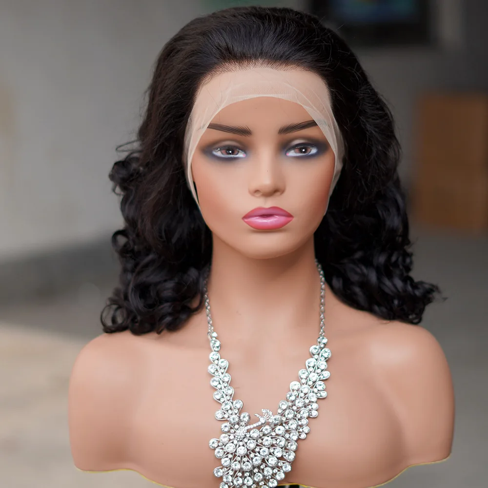 New Hot Sale Bouncy Spring Curl Transparent 13x4 lace frontal wig180% density Beautiful Virgin 100% human hair wigs