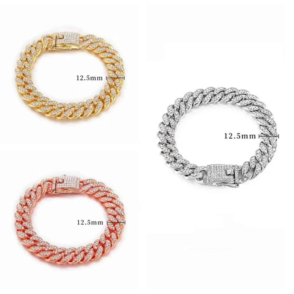 Wholesale Luxury Stainless Steel Rhinestone Pet Metal Chain Collar Dog Cat Jewelry