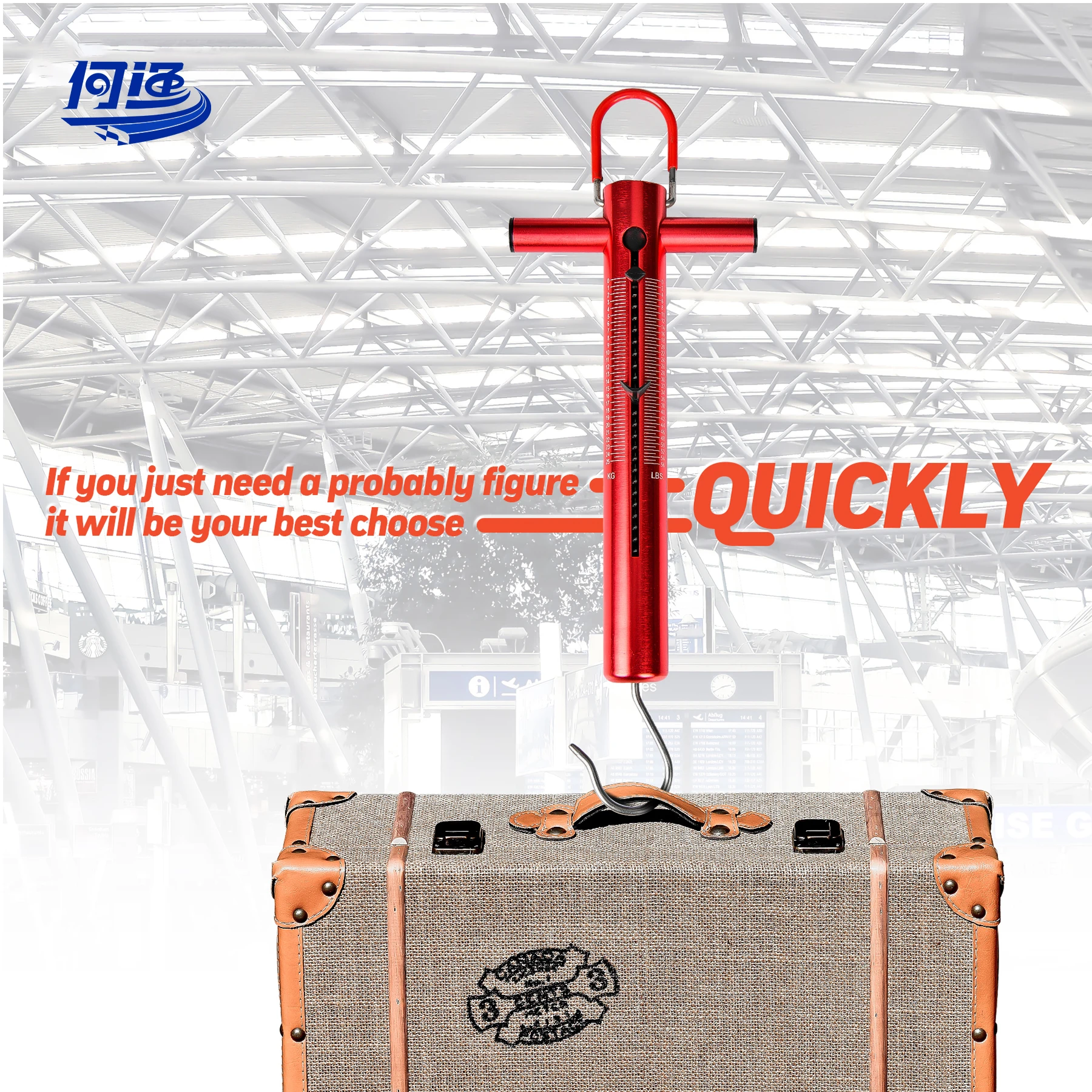 Portable Max to 50lb/25lb Non-Slip Grip 10.2 in T-Shaped Handlr Aluminum Fish Weight Spring Scale Digital Hanging Scale