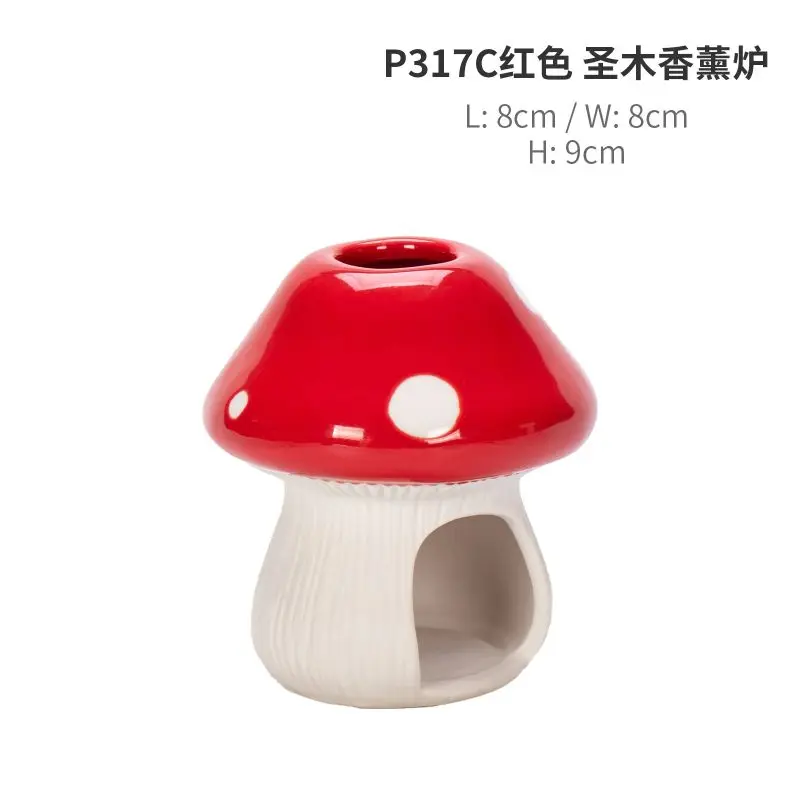 Log Cabin Ceramic Mushroom Incense Burner for Palo Santo Sticks Sage Sticks Holder for Meditation and Yoga Room Deco