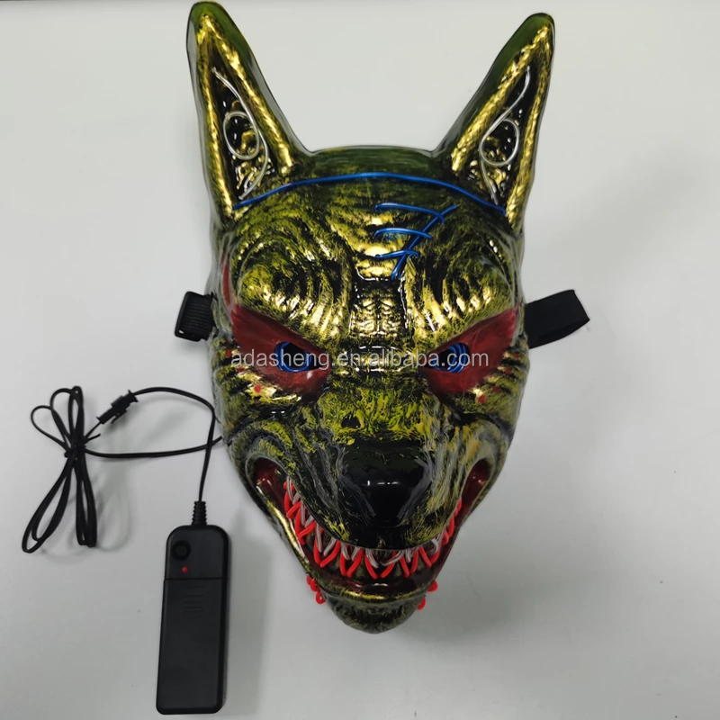 Latest Style Of  PVC Wolf Head Mask Scary Atmosphere Led Halloween Mask Cosplay Party