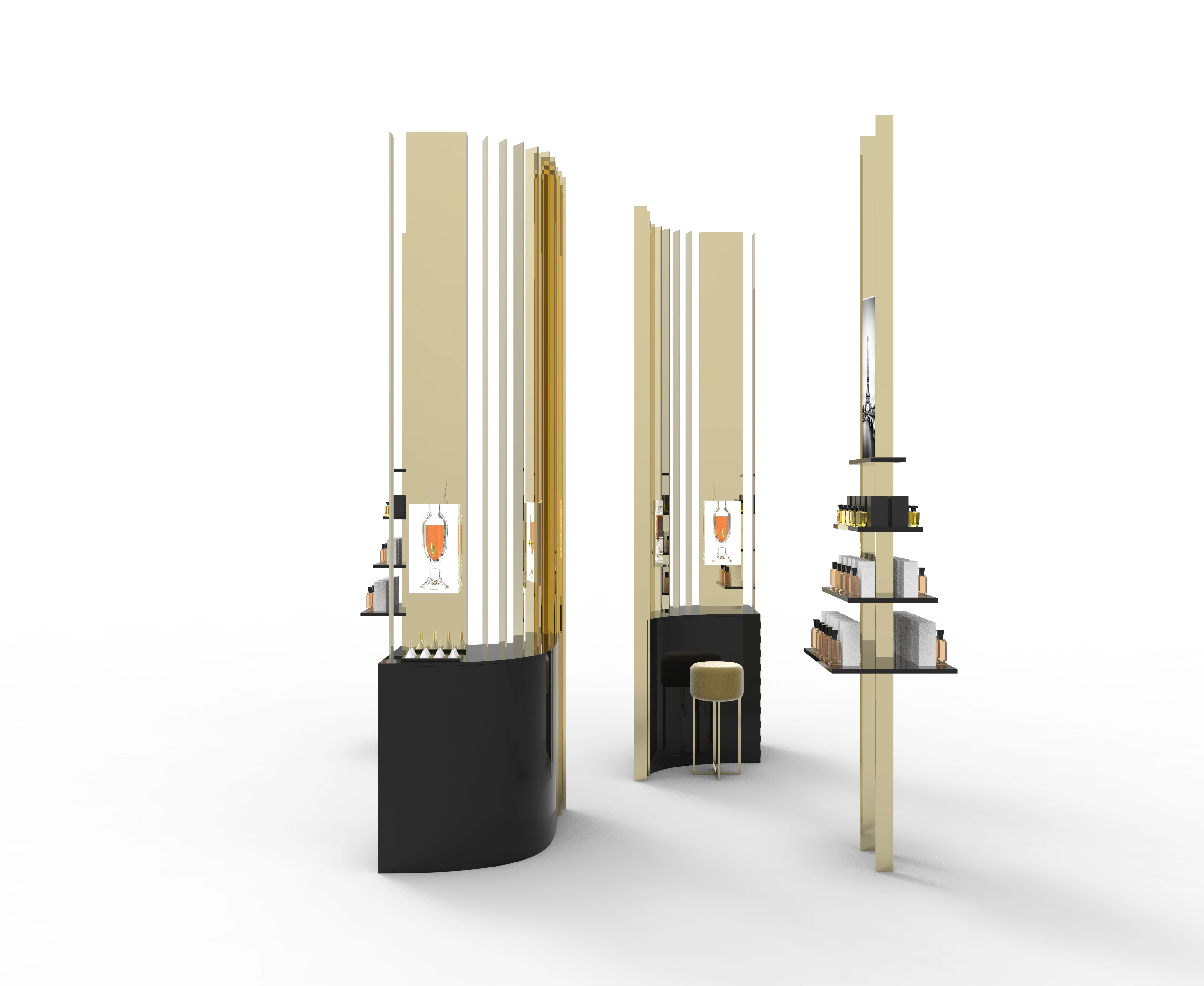 Cosmetic store make up cabinet island Middle Makeup Shop Display Units Perfume Stand Mall Island