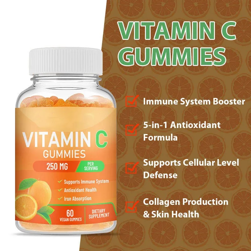 Hot Sale OEM  Acid  Product Beauty Brightening Lightening Skin Care Whiten Collagen Vitamin C  Gummies