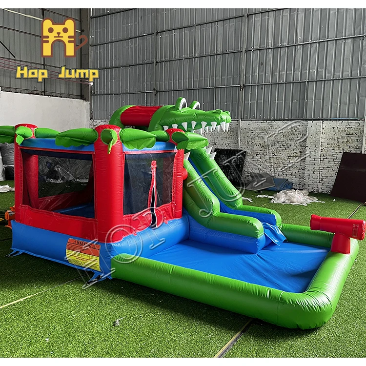 indoor mini crocodile inflatable bouncer white bounce house with pool for kids outdoor travel fun 38kg total