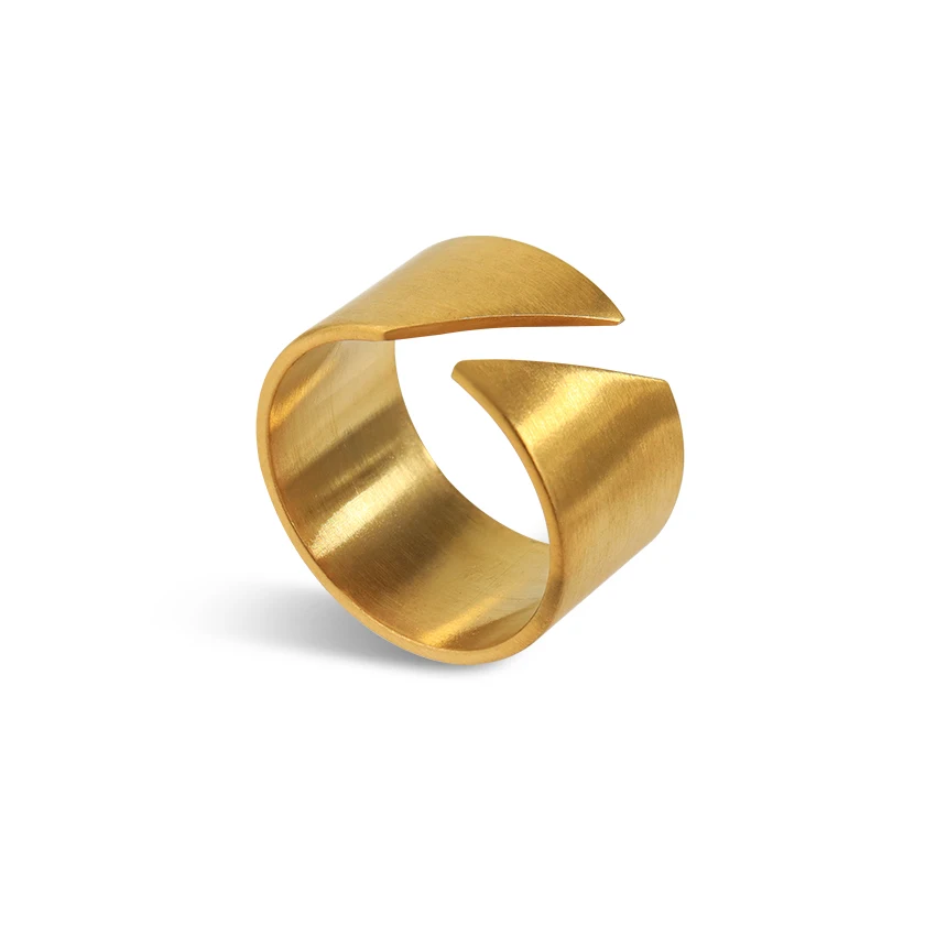 Trending Jewelry Products 2023 New Arrivals Geometric Open Ring Thick Cigar Ring 13mm Oversized Gold Band Ring for Women Men
