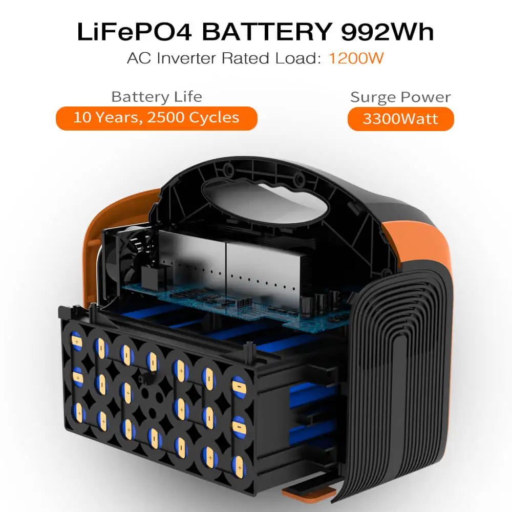 Оптовая продажа 1200 Вт резервная батарея для кемпинга lifepo4 портативная электростанция 1000 солнечная
