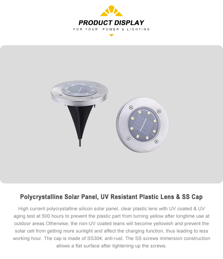 8 Led Landscape Lawn Waterproof Disk Down Lamp Outdoor Solar Light Underground Light