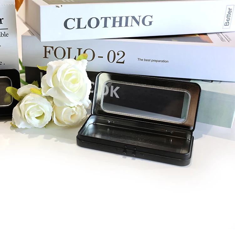 Custom Tin Containers Metal Rectangular Box Empty Hinged Tins Box with the Flip Top Lid