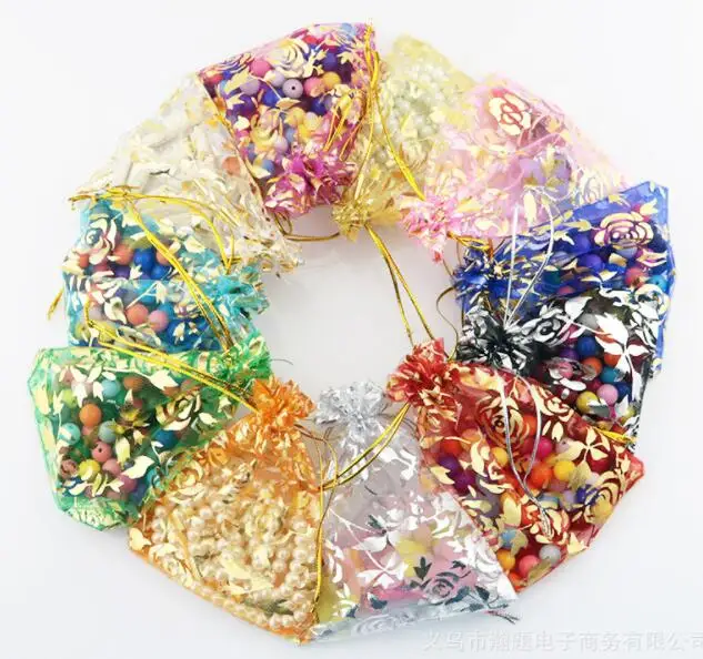 organza candy bags hot stamping cheap christmas drawstring gift bags