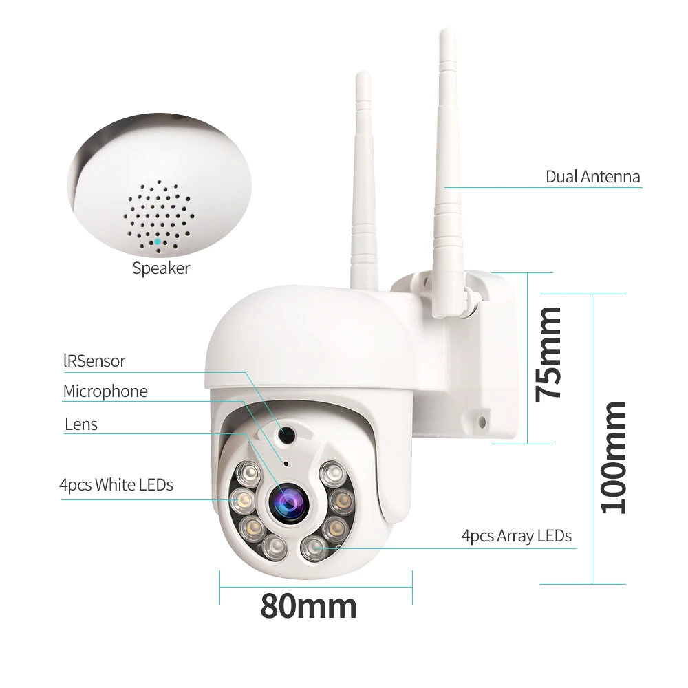 Out Door Waterproof 2Mp Mini Ip Wifi Motion Tracking Security Ptz Controller Ptz Camera