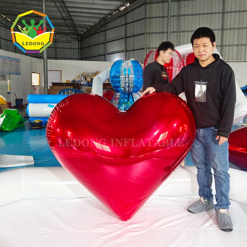 Hanging giant large Reflective colorful mirror ball shinny laser inflatable mirror heart shaped love Balloon for decoration